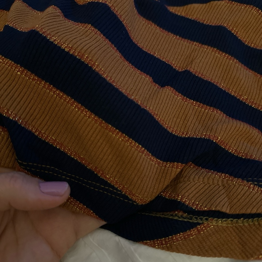 Asymmetrical Striped Skirt in Navy and Tan